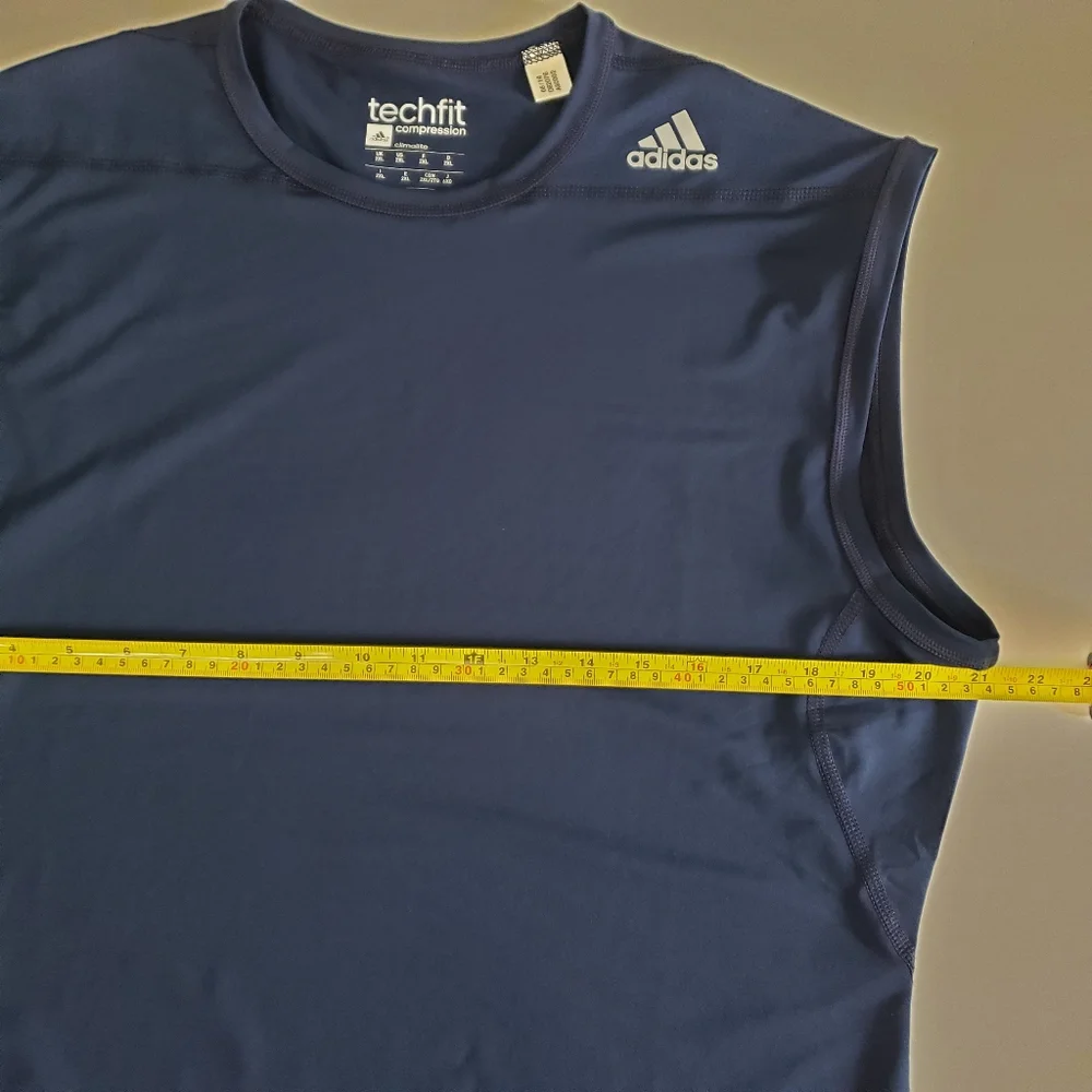 Adidas Navy Climalite Techfit Base Layer Compression Top 2XL Stretch Muscle Tank